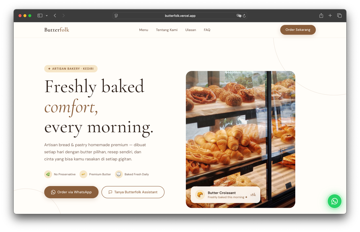 Butterfolk — desktop homepage preview