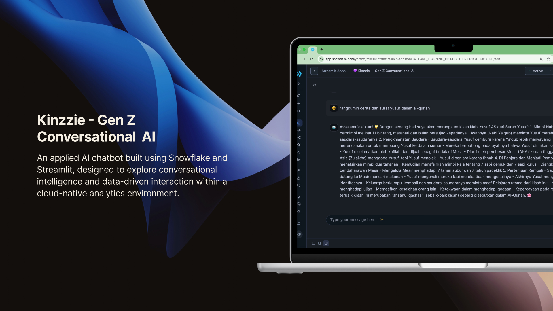 Kinzzie AI Chatbot built with Snowflake and Streamlit